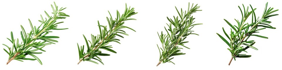 Fototapeta premium Close-up snapshot of a fresh green rosemary sprig, isolated on a white background for clipping