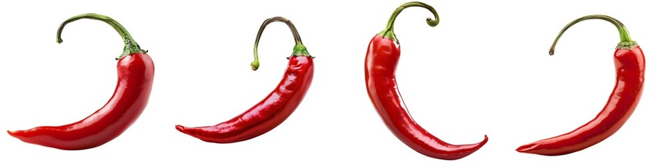 Detailed close-up of a ripe red chili pepper tip, isolated on a white background