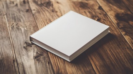 Fototapeta premium An empty notebook resting on a rustic wooden table under natural light