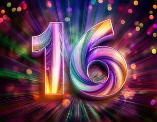 a colorful background with the number 16 on it