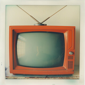 Polaroid of a Vintage 1980s TV with Antenna