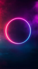 Obraz premium Neon Circle Glowing in a Smoggy Sky
