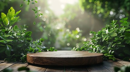 Simple wooden podium, with trees and nature in the background