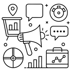 Fototapeta premium Modern and minimalist set of marketing campaign related vector icons
