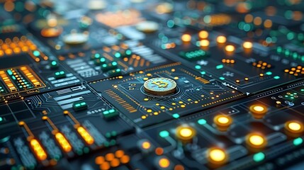 Fototapeta premium Market trends and economic analysis design with emphasis on currency exchange, blockchain, and fintech, ideal for creating professional visuals on global financial developments. high resolution