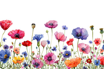 Fototapeta premium PNG Colorful Wildflower border wildflower outdoors blossom.