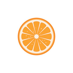 Vector fresh orange icon. Orange fruit on white isolated background. Orange vector slice