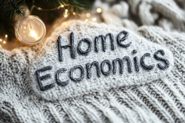 Cozy home economics knitted sweater pattern with warm holiday decor