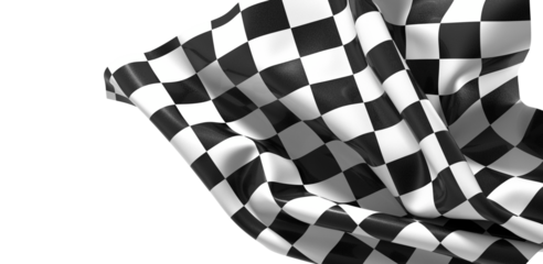 The checkered flag waves in the wind signifying the end of a race