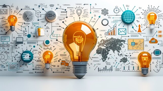 Scalability and innovation design focusing on disruptive technologies and sustainable growth strategies, ideal for creating visuals on modern entrepreneurial success. high resolution Illustration, in