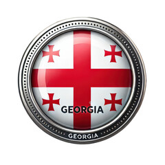 Obraz premium Button with Georgia flag design and metallic rim
