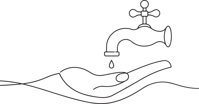 recommend clip art: 
                    hand holding a faucet continuous one line art drawing, vector illustration
                    