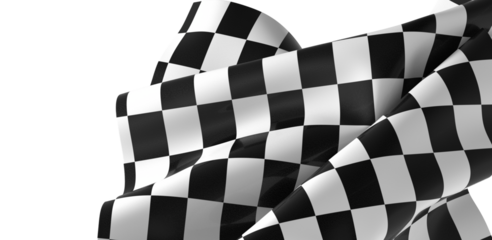 The checkered flag waves in the wind signifying the end of a race