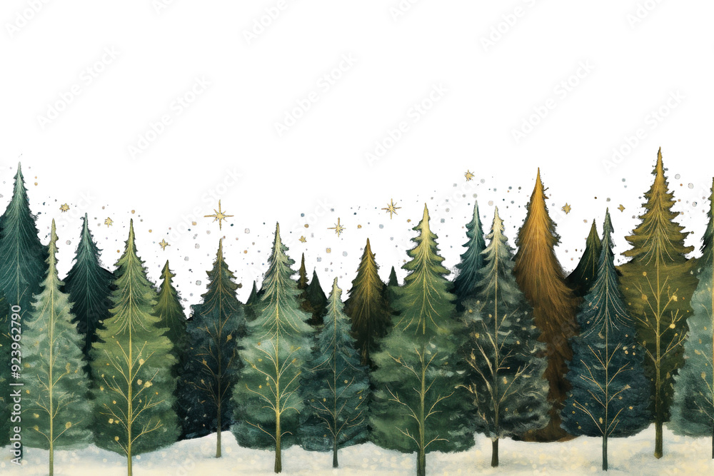 Wall mural PNG Festive forest border, transparent background