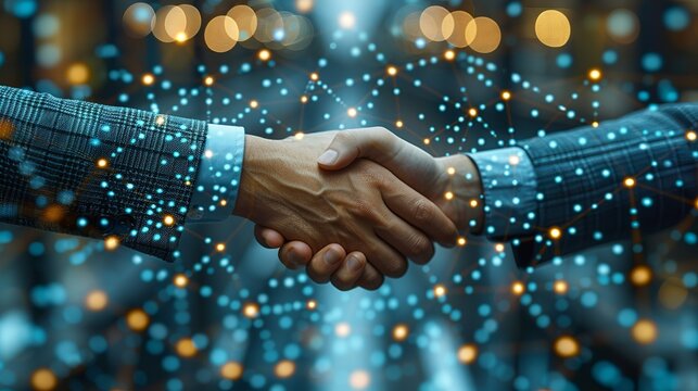 Partnership and networking background with focus on negotiation and productivity enhancements, ideal for showcasing successful business collaborations and growth. high resolution Illustration, in the