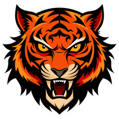 Fierce Tiger with Burning Eyes Vector Illustration - SVG, Cricut, Cut Files, Logo Icon, Clipart, Graphic Element, T-shirt Graphics