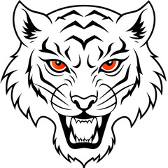 Fierce Tiger with Burning Eyes Vector Illustration - SVG, Cricut, Cut Files, Logo Icon, Clipart, Graphic Element, T-shirt Graphics