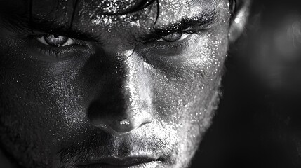 Obraz premium Portrait of a person with strong contrasts between light and shadow