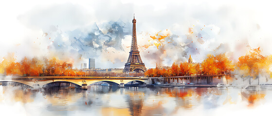 Eiffel tower autumn art
