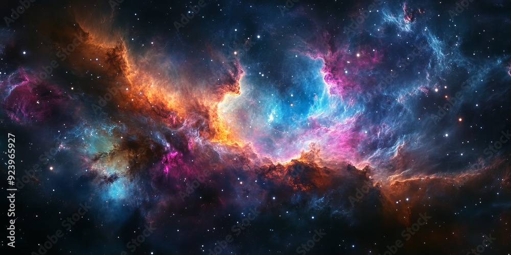Wall mural a colorful nebula within a distant galaxy, with swirling clouds of gas and dust illuminated by a clu