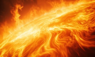 Fototapeta premium A close up of a fiery orange planet with a bright sun in the background. Concept of awe and wonder at the beauty and power of the sun and the planet