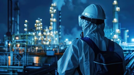 A Male engineer safety checks safety equipment for industry