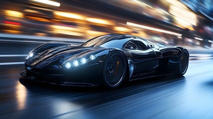 Obraz premium Sleek 3D Rendering of a Luxury Sports Car in Dynamic Motion