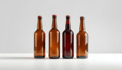 brown glass bottles for advertising still lifes isolated with white highlights, png