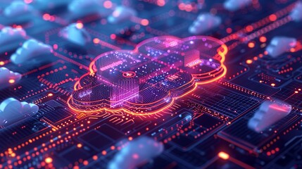 Cloud computing and data centers background showcasing scalable storage, cloud services, and efficient IT management, perfect for visualizing modern data solutions. high resolution Illustration, in