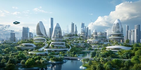 Naklejka premium A technologically integrated smart city, representing the future of urban life