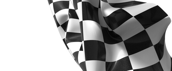 The checkered flag waves in the wind signifying the end of a race