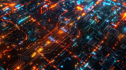 Obraz premium A digital artwork of a complex circuit board