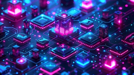 Fototapeta premium Networking infrastructure and unified communications background showcasing routing, switching, and network management, ideal for modern tech and connectivity visuals. high resolution Illustration, in