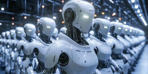 Fototapeta premium A factory run by robots, symbolizing automated production