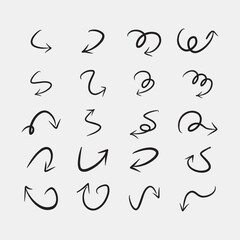 Hand drawn arrow set. arrow vector icons set. Hand sketch arrow design for business plan and education.  arrows vector icons set.