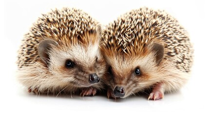 Obraz premium Snuggled Hedgehogs: Adorable Duo Embracing Each Other, Signifying Friendship and Togetherness