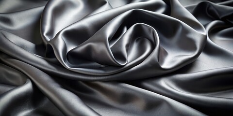 Obraz premium Draped Silver Satin Fabric, Silky Texture, Elegant Fabric, Smooth Material, Flowing