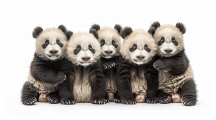 Obraz premium Peaceful Panda Pair: Illustrating Gentle Companionship on White Background