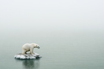 Polar bear on melting ice amidst climate change concerns