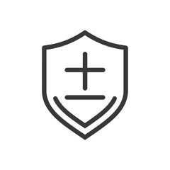 Obraz premium Shield Icon with Plus and Minus Symbols Inside