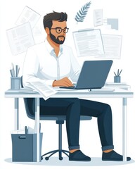 Productive businessperson at work in office setting