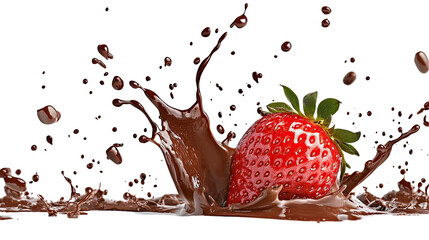 Strawberry in chocolate transparent background
