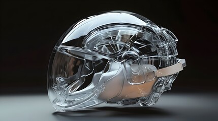 Transparent Futuristic Glass Helmet 3D Model with Internal Padding and Straps