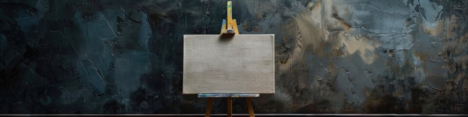 Empty canvas displayed on a wooden easel