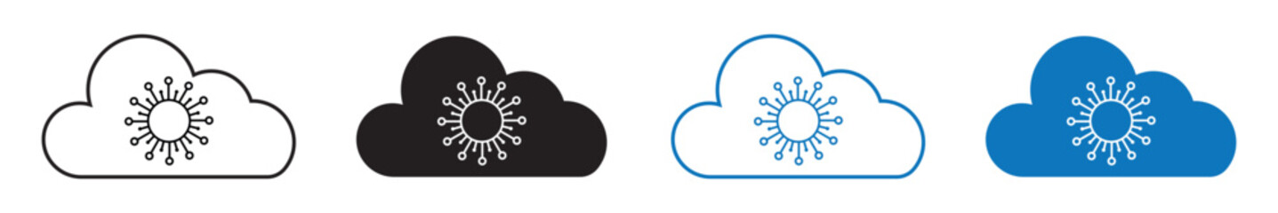 Cloud computing stroke and solid web icon set. Vector