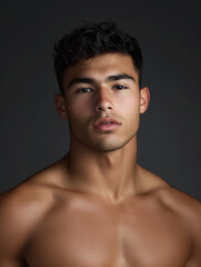 handsome young hispanic guy fashion model, professional studio photography 