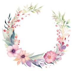 Naklejka premium PNG Flower wreath border watercolor pattern plant creativity.