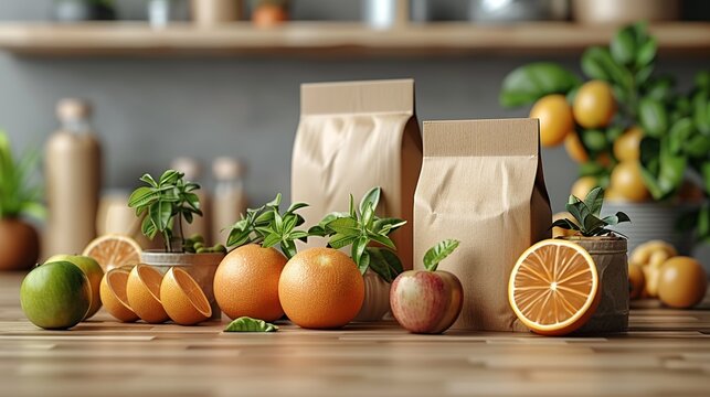 Elegant high-quality packaging using plastic-free materials and a chic minimalist design emphasizing durable practical features for effective stylish product branding. high resolution Illustration in