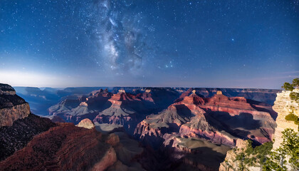 Obraz premium Grand Canyon Night Time-Lapse- A mesmerizing time-lapse image of the Grand Canyon at night,_1(338)