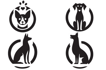 Dog icon logo and silhouette 
